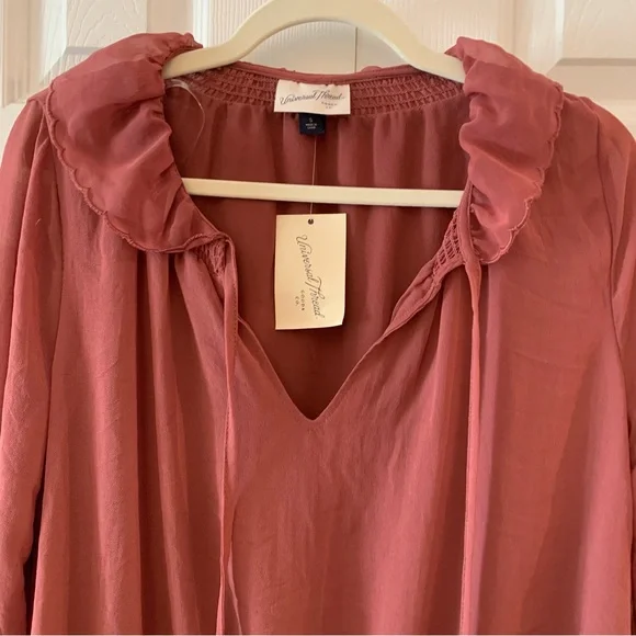 Universal Thread Long Sleeve Lined with Tassels Dusty Rose Blouse NWT Size S - Picture 3 of 15